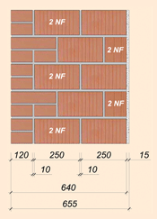 Стена с применением блока 2NF и лицевого кирпича 640мм (655мм) 2NF+ЛК