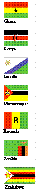 Подпись: 
Ghana

 
Kenya

 
Lesotho

 
Mozambique

 
Rwanda

 
Zambia

 Zimbabwe
